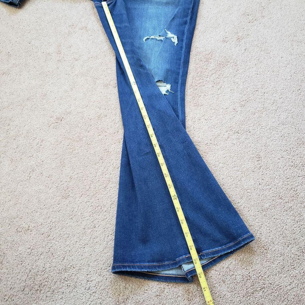 American Eagle Super Stretch High Rise Flare Jeans Ripped Distressed S 16 Short - Picture 11 of 11